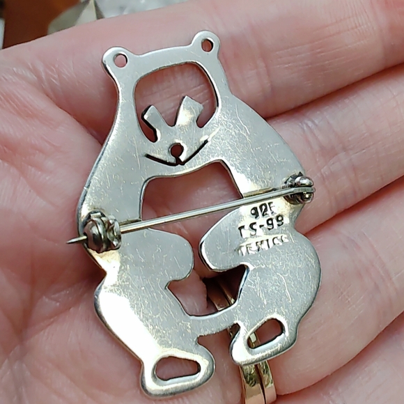 TAXCO Sterling Silver Openwork Cutout Grizzly Bear Brooch Pin - Picture 7 of 9
